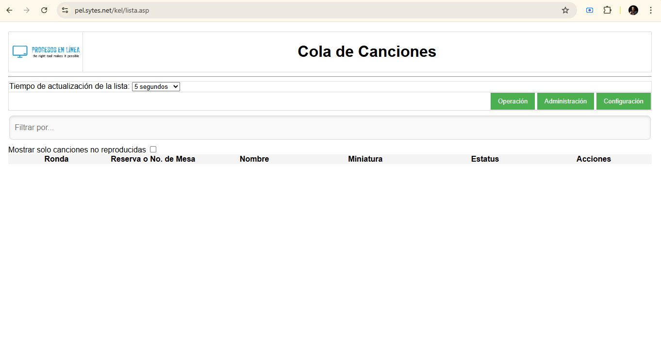 Cola de reproduccion vacia